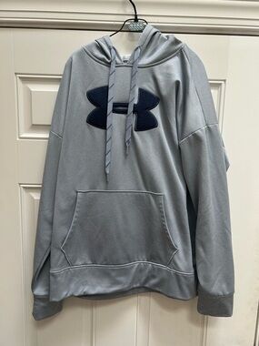 Under Armour women’s  Light Gray Crewneck Hoodie with Navy Logo